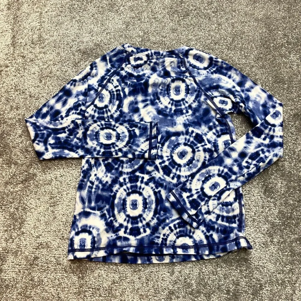 OKAMI Girls 10 Two Piece Swim Bathing Suit Set Blue White Long Sleeve Brief New
